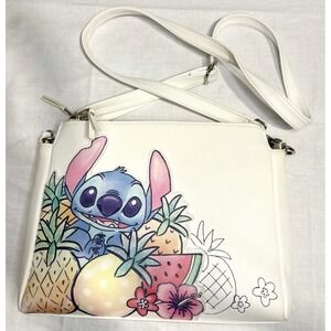 Disney Loungefly Lilo & Stitch Crossbody Bag‎ Tropical Fruits White Purse Charms